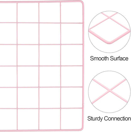 PATIKIL 31.5"x12" Wire Grid Panel, 2 Pack Board Photo Pictures Memo Display Grid Panels Hanging Organizer Wall Decorative Panel for Home Office Wedding, Pink