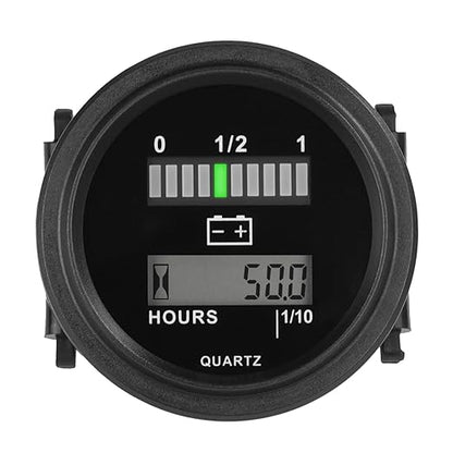 Jayron Lead Acid Battery Indicator Meter Gauge Battery Capacity Meter Waterproof Battery Charge Indicator Hour Meter for Golf Cart Boat Club Cart Forklift and Other Battery Powered Equipment