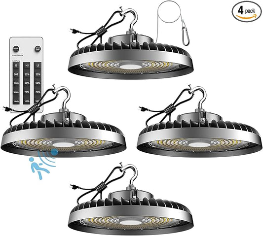 Lightdot 350W LED High Bay Light 52500lm High Bay LED Shop Lights with Smart Control (Supports Normal Mode & Motion Mode) ETL-Listed Plug and Play for 20-40FT Height Warehouse-6Yrs Warranty-4Pack