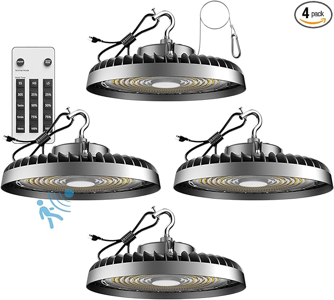ACOHOOK Smart 350W LED High Bay Light Motion Sensor, 48000lm (Eqv.1200W MH/HPS) Commercial Bay Lights AC100-277V High Bay LED Shop Light (Remote Buy Separately) 4Pack