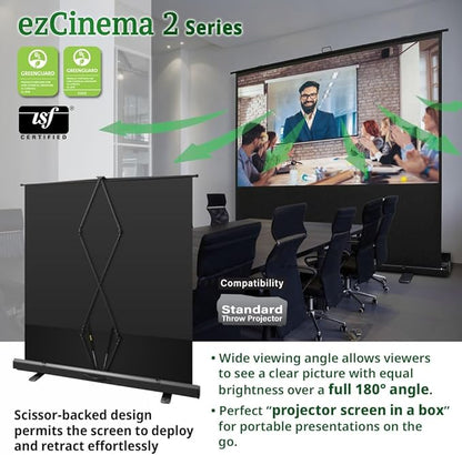 Elite Screens ezCinema 2 Projector Screen, 107-inch 16:9 Manual Floor Pull Up Scissor Backed, Portable Home Theater Office Front Projection + Carrying Bag, US Based Company 2-YEAR WARRANTY, F107XWH2