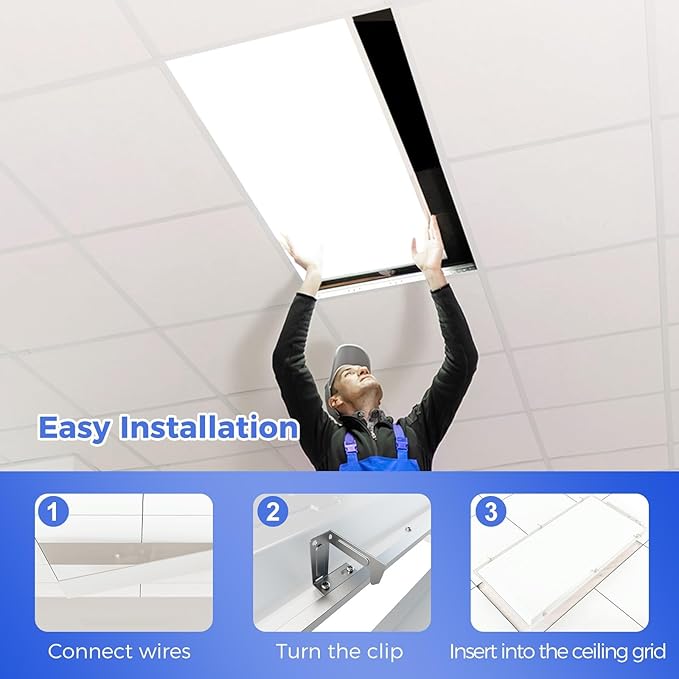 AIKVSXER 48 Pack 2x4 LED Flat Panel Light, Bright 9100LM Office Kitchen LED Flush Mount Ceiling Light Fixtures,Dimmable,Switchable 5CCT 3000K/4000K/5000K/5700K/6500K, 5 Wattages 30W/40W/50W/60W/70W