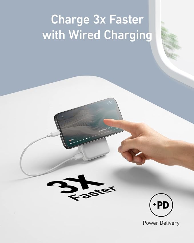 Anker 633 Magnetic Battery, 10,000mAh Foldable Wireless Portable Charger, 20W USB-C Power Delivery Power Bank with Stand, Magsafe-Compatible for iPhone 16/15/14/13/12 Series