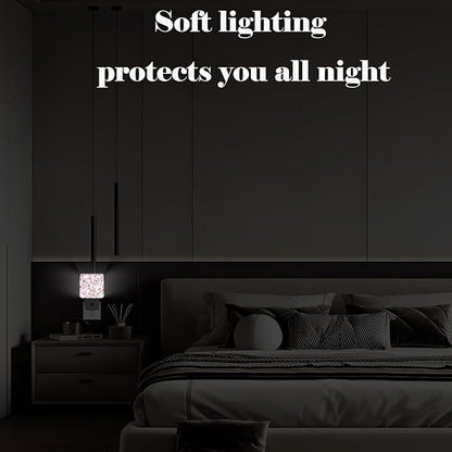 FSHVQKD Spring Flowers Blossom Night Light,Plug Into Wall for Boys Girls Bedroom Decorative Square Night Light Lamp 0.5w Sleep Friendly