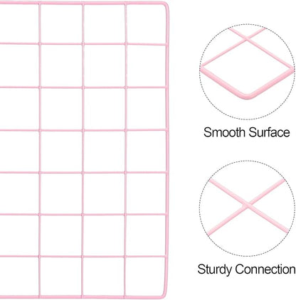 PATIKIL 14"x14" Wire Grid Panel, 2 Pack Board Photo Pictures Memo Display Grid Panels Hanging Organizer Wall Decorative Panel for Home Office Wedding, Pink