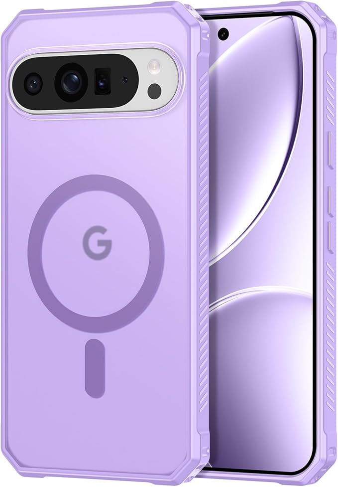 Magnetic for Google Pixel 9/Pixel 9 Pro Case, [Military Grade Drop Protection] [Compatible with MagSafe] Shockproof Slim Translucent Matte Anti-Slip for Women Girls Men Case, Lavender