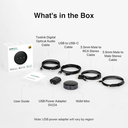 WiiM Mini AirPlay 2 Wireless Audio Streamer, Multiroom Stereo, Preamplifier, Works with Alexa and Siri Voice Assistants, Stream Hi-Res Audio from Amazon Music, Tidal and More