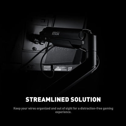 MSI MAG MT201D - Premium Heavy Duty Dual Monitor Stand Arms, 17-45" Support, VESA Compatible, Adjustable Spring Mount, 44 lbs per Screen, Clamp & Grommet, Quick Release Plate - Black