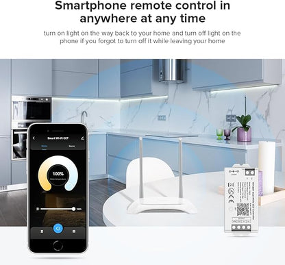 BTF-LIGHTING RF 2.4GHz Wireless Remote RC08RFB & C02W Dual White 2.4GHz Tuya WiFi Controller Kit Alexa Google Home APP Control for CCT PWM 5050SMD FCOB (+ CW WW) 3PIN LED Strip DC12V DC24V