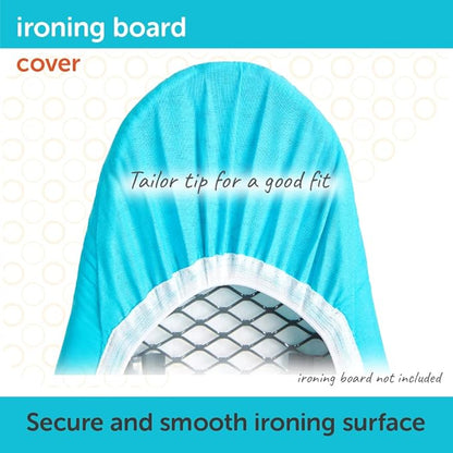 oliso Ironing Board Cover – 100% Cotton with Professional Felt Pad, Fits Standard 54" x 15" Boards – Secure Fit with Wide Elastic Edge & Adjustable Straps – Turquoise