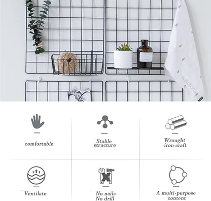 Gddochn 3 Pack Grid Panel Hanging Wire Basket, Storage and Display Basket for Wall, Kitchen, Home Decor Supplies, Potted Plants, Black