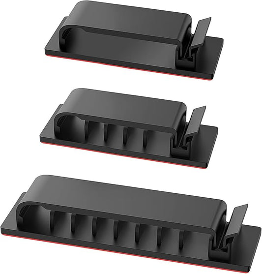 Halsouy Cable Management Clips, 20Pcs Cord Organizers Wire Clips Cord Holder for TV PC Ethernet Cable Desk Home Office (Black)
