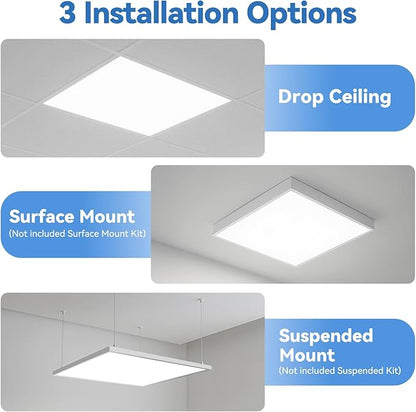 CycevSun 4-Pack 2x2 LED Flat Panel Light - Drop Ceiling, 30/40/50W Selectable, Up to 5500LM, 4CCT 3000K/4000K/5000K/6000K, 0-10V Dimmable, 100-277V, ETL Listed, 5-Year Service