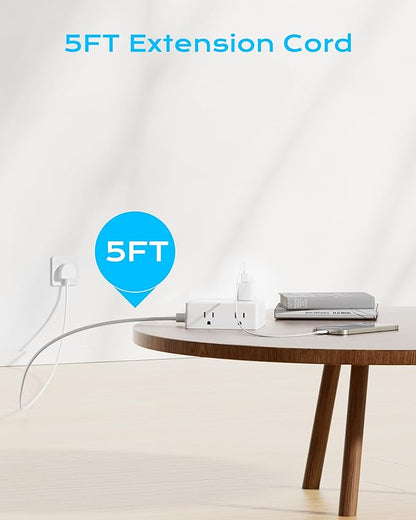 UK Travel Plug Adapter, Olcorife US to UK Ireland Type G Plug Adapter, International Power Strip with 8 Outlets and 4 USB(1 USB-C), 5 FT Cord for UK Ireland Dubai Hongkong