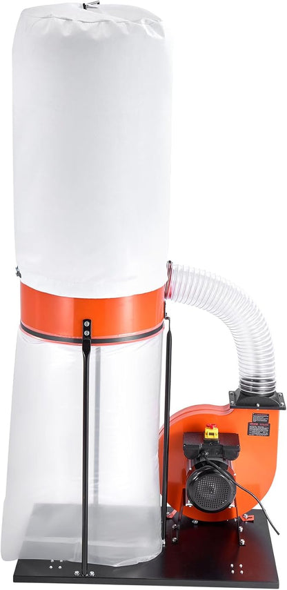 VEVOR Dust Collector, 1100 CFM 2.5 Micron Vortex Cone Dust Collectors, 1.5HP Sawdust Collection System with 35-Gallon Dusts Collector Bag & 42-Gallon Filter Bag, 3400 RPM High Speed, for Woodworking