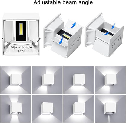 ledmo LED Outdoor Sconses Light Up and Down Wall Lights Adjustable Lighting Beam Aluminum IP65 20W High Power 6000K 1800LM Modern Exterior Lighting Fixture for Patio Home Yard 2 Pack Non Photocell