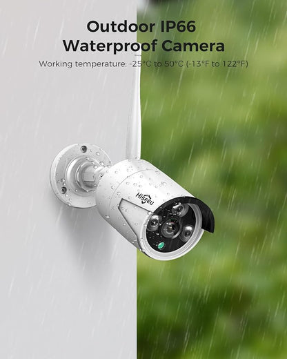 [100ft] Hiseeu Wireless WiFi Security Camera System, Wired Plug-in Powered, Expandable 16CH 4K NVR, 4Pcs 3MP Night Vision Cameras Home Surveillance Outdoor, Motion Detection, 1TB HDD, One-Way Audio