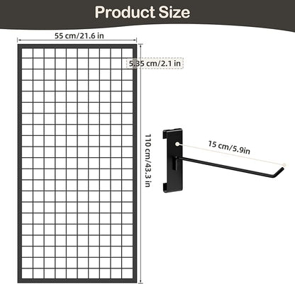 ztysn 3pcs Grid Wall Panels Display Stand -Wire Grid Hanging Rack with 30 Hooks, Freely Assembled Art Display Panels/Workshop Wall Mount Storage Rack Garage Organization