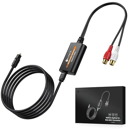 Neoteck Optical to RCA Cable DAC Converter with Built-in Audio Amplifier Chipset 192kHz SPDIF to RCA Digital to Analog Converter for HDTV Blue-ray PS4 etc.-Female Output