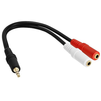 Cmple - 5 Pack 3.5mm Audio Stereo Y Splitter Extension Cable - 2 Ports 3.5mm Male to Female Headset Splitter Adapter