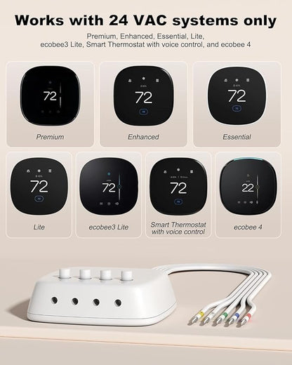 Power Extender Kit for Ecobee Smart Thermostats, C-Wire Adapter for Ecobee3 Lite, Premium, Enhanced, Essential, Lite, Smart Thermostat for ecobee4 and Smart Thermostats with Voice Control