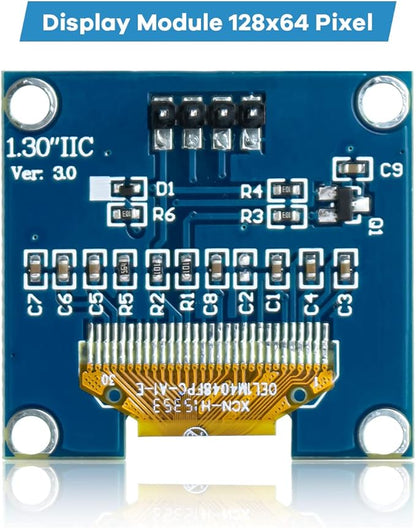 Hosyond 5 Pcs 1.3 Inch IIC I2C OLED Display Module 128x64 Pixel SH1106 Screen Module Compatible with Arduino/Raspberry Pi (White)