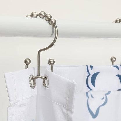 Shower Curtain Hooks, Goowin Shower Curtain Rings, Stainless Steel Shower Curtain Hooks Rust Proof Free Sliding Double Shower Hooks for Curtain, Shower Curtains & Liners (Matte Nickel)