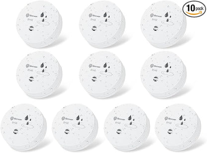 Geevon 10 Pack Water Leak Detectors, 100dB Water Sensor Alarms Flood Detector for Basements, Bathrooms, Laundry Rooms, Kitchens, Garages, and Attics, Water Alarms Battery-Operated (Battery Included)