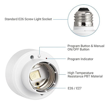 DEWENWILS Remote Control Light Socket, Wireless Remote Control Lamp Bulb Socket with Switch for Pull Chain Light Fixtures, 100FT Range, No Wiring Needed, ETL Listed(Shorter Version)