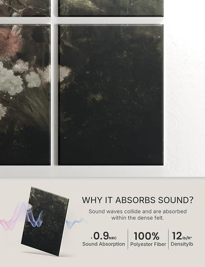 Wall Art Acoustic Panels,47''X31''Sound Absorbing Panels-8-Pack with 50 Adhesive Tabs, Decorative Sound Absorbing Panels for Living Room and Recording Studio, Offices-Garden in May