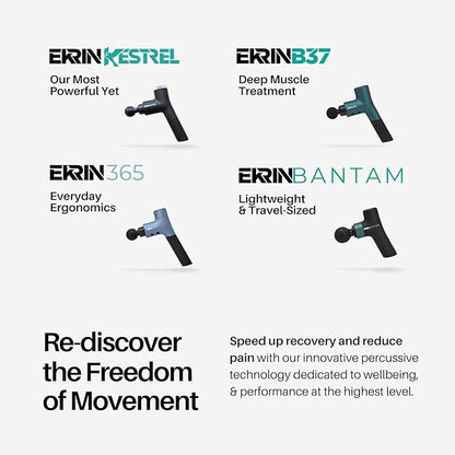 Ekrin Athletics B37v2 Massage Gun - Deep Tissue Massage with High-Powered Brushless Motor - Ergonomic Back Massager for Pain Relief - 5 Speeds, 4 Attachments - Ultra Quiet Hand-Held Massager