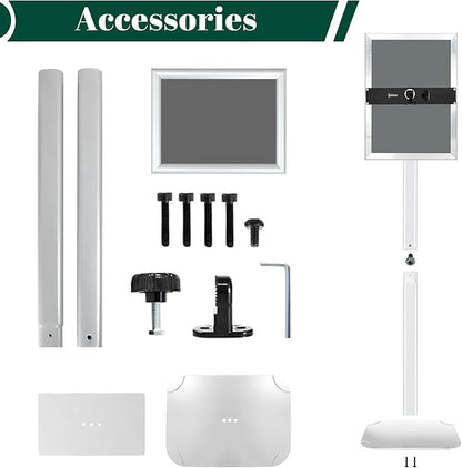 Mutualsign 3Pcs Heavy Duty Pedestal Sign Holder for Display, 11 x 17 inches Adjustable Floor Standing Sign Holder with Weighted Base , Sign Stand for Indoor/Outdoor Advertising，Silver
