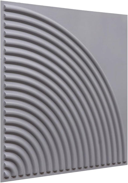 From Plain To Beautiful In Hours 9002 Arc Swell PVC 12 in x 12 in Peel and Stick Wall Panels (Covers / 10 sq.ft), Milky Grey, 10 Piece