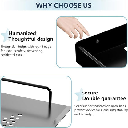 Floating Shelves for Projector, Metal Wifi Router Shelf, Cable Box Wall Mount, Dvd Player Shelf, Wall Mounted Floating Stand/Holder-2pcs