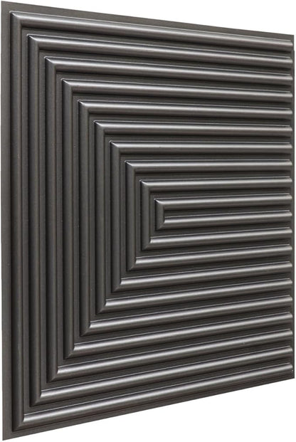 From Plain To Beautiful In Hours 9004 Depth Tier PVC 12 in x 12 in Peel and Stick Wall Panels (Covers / 10 sq.ft), Metallic Grey, 10 Piece