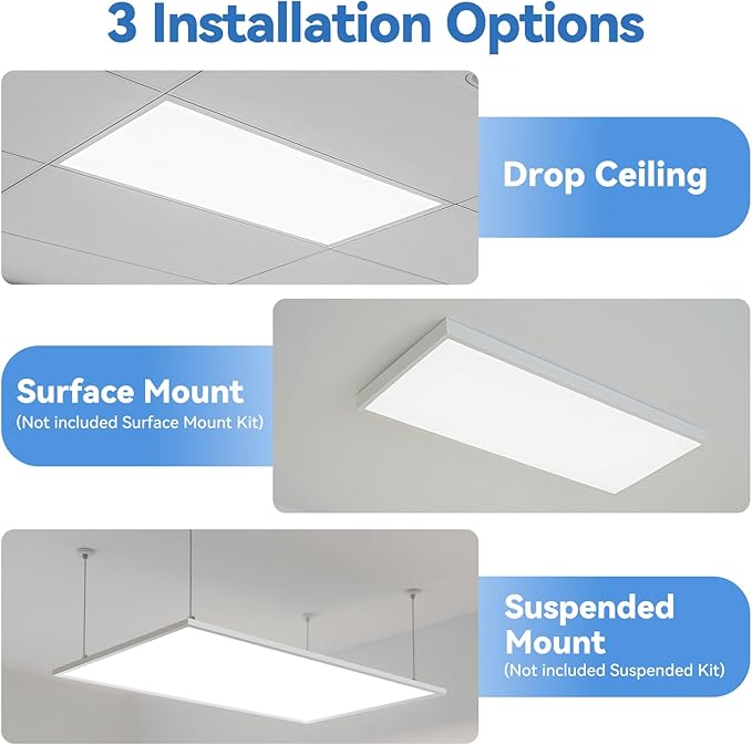 CycevSun 12-Pack 2x4 LED Flat Panel Light - Drop Ceiling, 40/50/60W Selectable, 6600LM, 4CCT 3000K/4000K/5000K/6000K Switchable, 0-10V Dimmable, 100-277V, ETL Listed