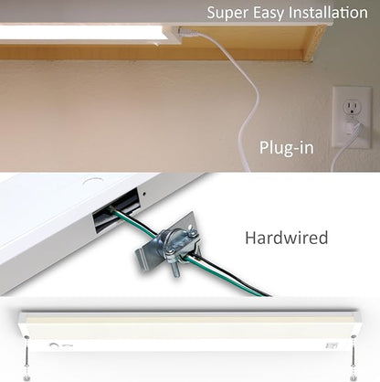Leetdud Under Cabinet Lighting Plug in or Hardwired Built-in Dimmer, 12 Inch 6W, 5CCT 2700/3000/3500/4000/5000K, Linkable Counter Lights for Kitchen, ETL Dimmable LED Light Fixture, White