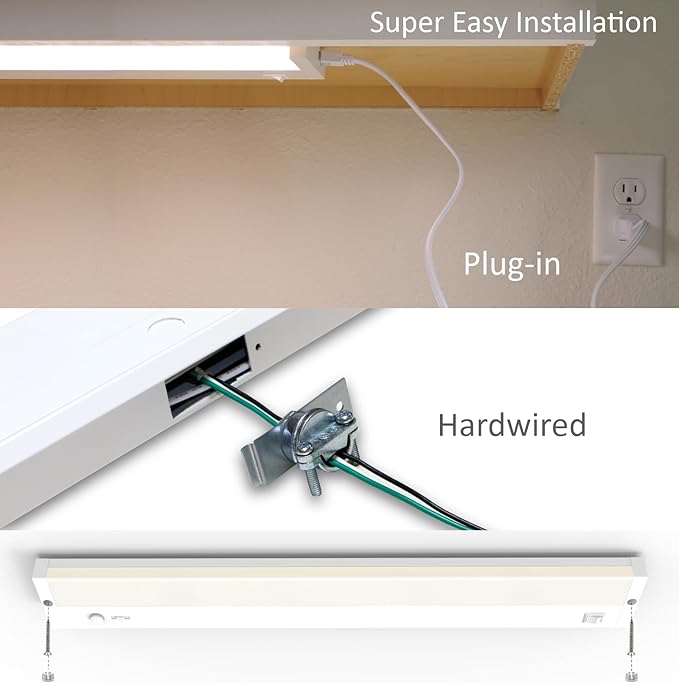 Leetdud Under Cabinet Lighting Plug in or Hardwired Built-in Dimmer, 18 Inch 9W, 5CCT 2700/3000/3500/4000/5000K, Linkable Counter Lights for Kitchen, ETL Dimmable LED Light Fixture, White