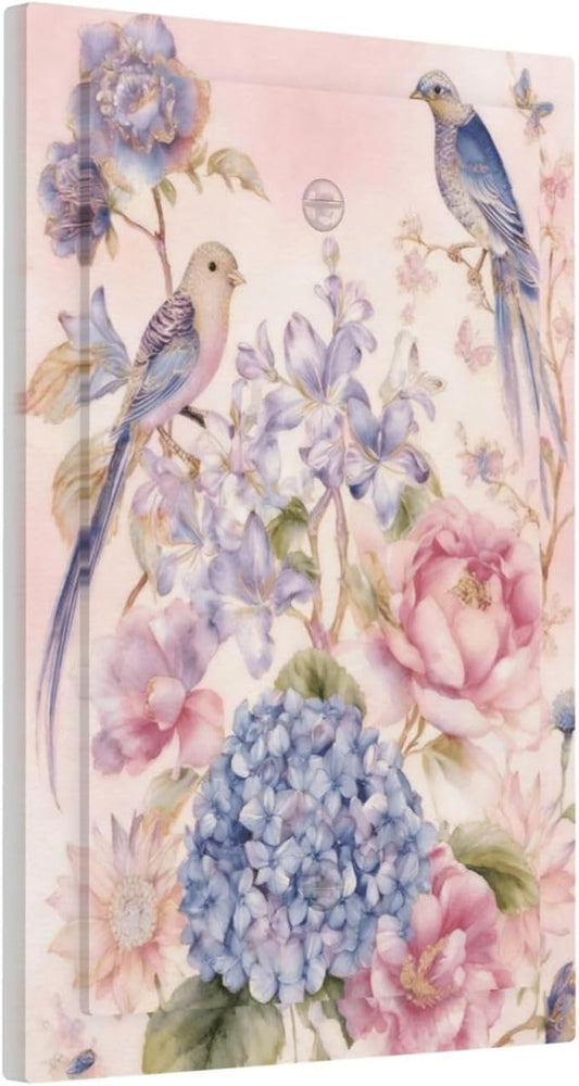 Bvtewkhz Floral Birds Morris No Device Single Blank Decorative Outlet Covers Light Switch Plate Electrical Receptacle Switchplate For Bathroom Kitchen Bedroom