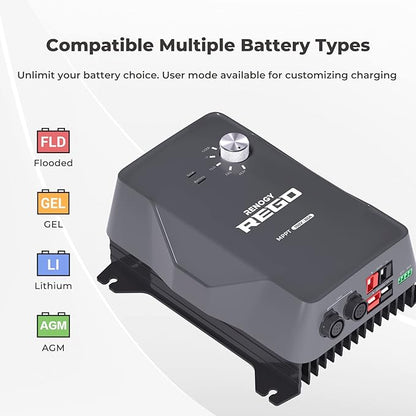 Renogy Solar Charge Controller (Built-in Bluetooth) - REGO 60A 12V/24V Auto DC Input MPPT, with Battery Protect Unit forGel Sealed Flooded Lithium Battery