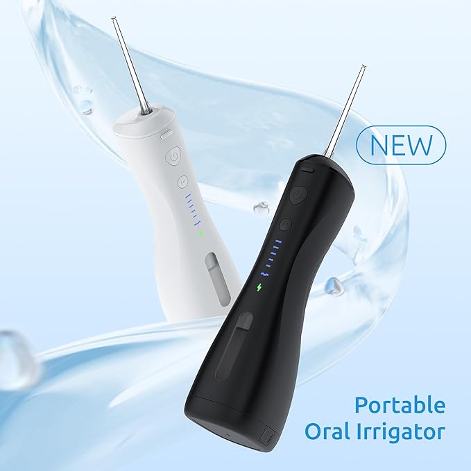 Water Flosser [Dental Cordless Portable] 6 Modes & IPX7 Waterproof Rechargeable Oral Irrigator Water Teeth Cleaner Floss Pick, Home Use WaterFlossers for Braces Bridges/Gum Care (White)