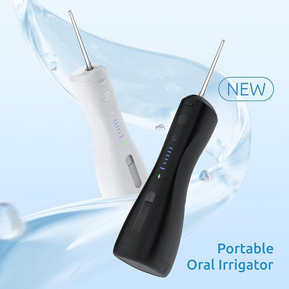 Water Flosser [Dental Cordless Portable] 6 Modes & IPX7 Waterproof Rechargeable Oral Irrigator Water Teeth Cleaner Floss Pick, Home Use WaterFlossers for Braces Bridges/Gum Care (White)