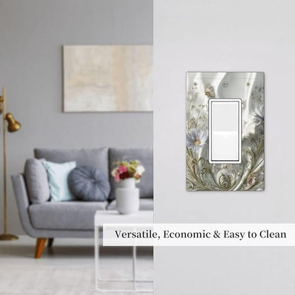 Bvtewkhz Boho Floral Wild Flower 1 Gang Single Rocker Decorative Light Switch Covers Electrical Faceplate Switch Plates for Bathroom Kitchen Home