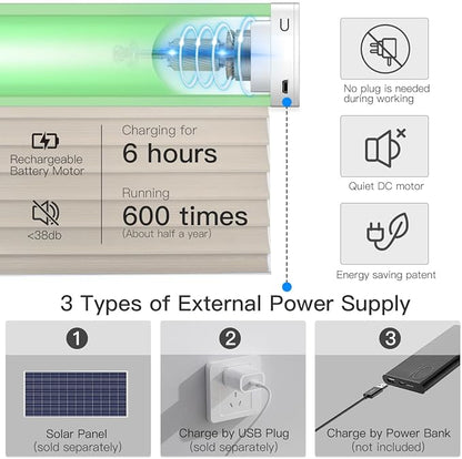 Tokblind Motorized Shangri-La Sheer Shade with Remote Control, Blackout Electric Roller Blinds Compatible with Alexa via Hub, Rechargeable Smart Window Shade Custom Size(Blackout Coffee)