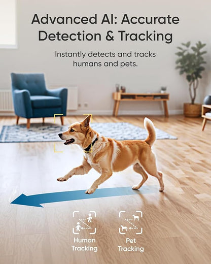 eufy Security Indoor Camera E30, Latest Generation, 4K UHD Security Camera, 360 Pan-Tilt, Color Night Vision, AI Detection for Human/Pet/Audio/Crying, Human/Pet Auto Tracking, Works with Homekit,Black