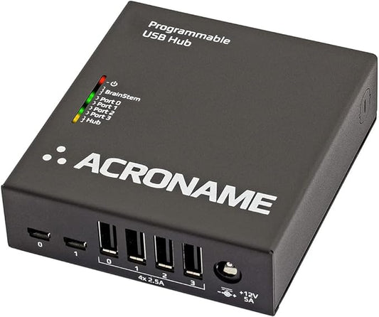 Acroname - Managed USB Switch/Hub 2 Computers - 4 Port, Fast Charge (2.5A), Industrial Grade, Programmable Compatible with Mac/Windows/Linux USB 2.0