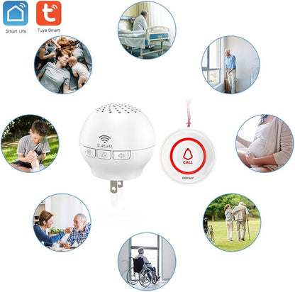 SINGCALL Tuya Caregiver Pager Smart Wireless Calling System WiFi SOS Emergency Home Caring Nurse Buzzer Call Bell System for Old People Patients Children