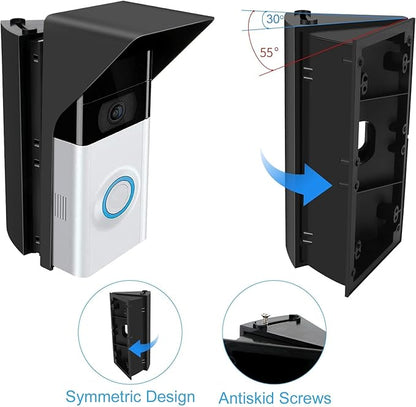 S7 Adjustable Doorbell Angle Mount with Rain Cover, Compatible with Video Doorbell/ Battery Doorbell, Replacement Angle Adjustment Adapter Mounting Bracket Wedge Kit (Anti Glare)