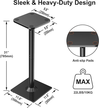 ELIVED Universal Speaker Stand Pair, 31 Inch Height Bookshelf Speaker Stands for Satellite Speaker Large Speaker Up to 22 lbs, Surround Sound Speaker Stand with Cable Management, Black, YD5022