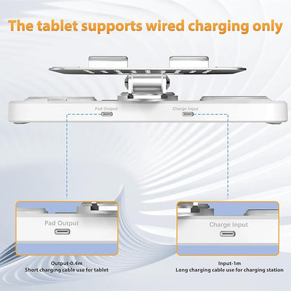 30W Charging Station for Apple Products, Foldable Wireless Charger with Clock Display&7 Color Light, Wired Charging for iPad/Tablet Charging Station for iPhone16, for Apple Watch10 for AirPods4(Cream